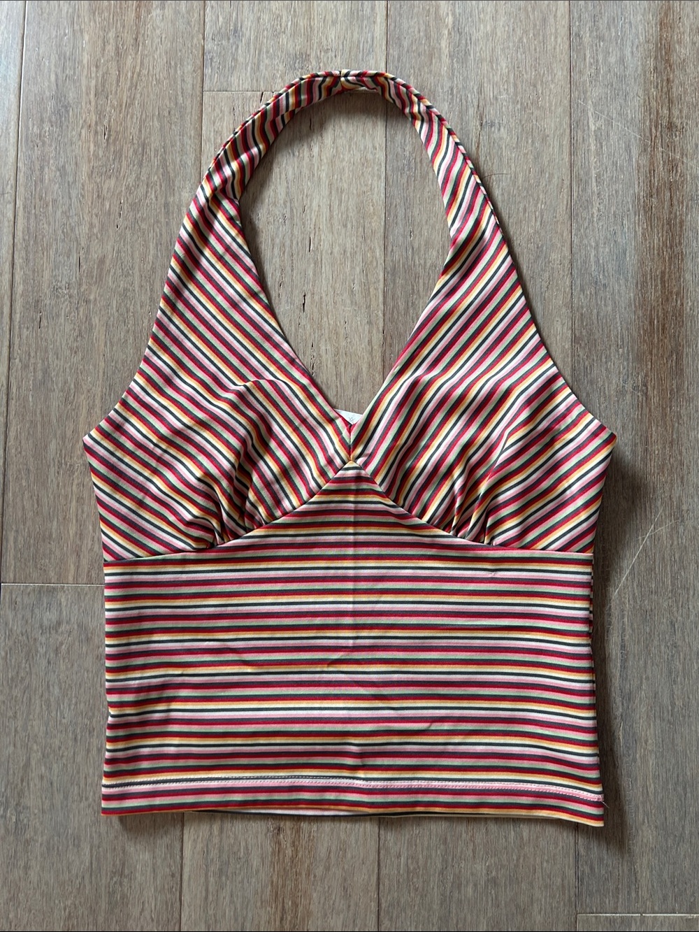 Esprit VTG Multicolor Striped Halter Top size XS Y2K retro print stripes